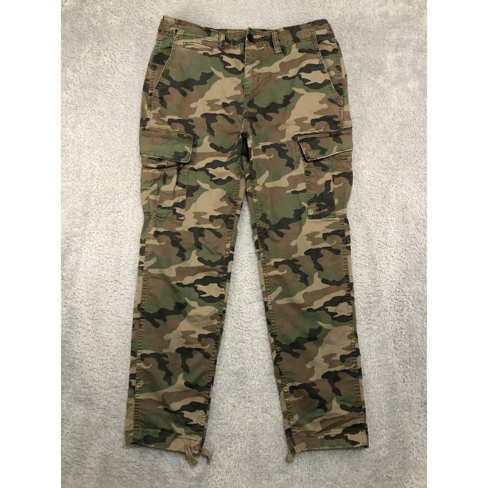 American Eagle Pants Mens 34x29 (Tag 32x32) Camo Slim Lived in Cargo Distressed